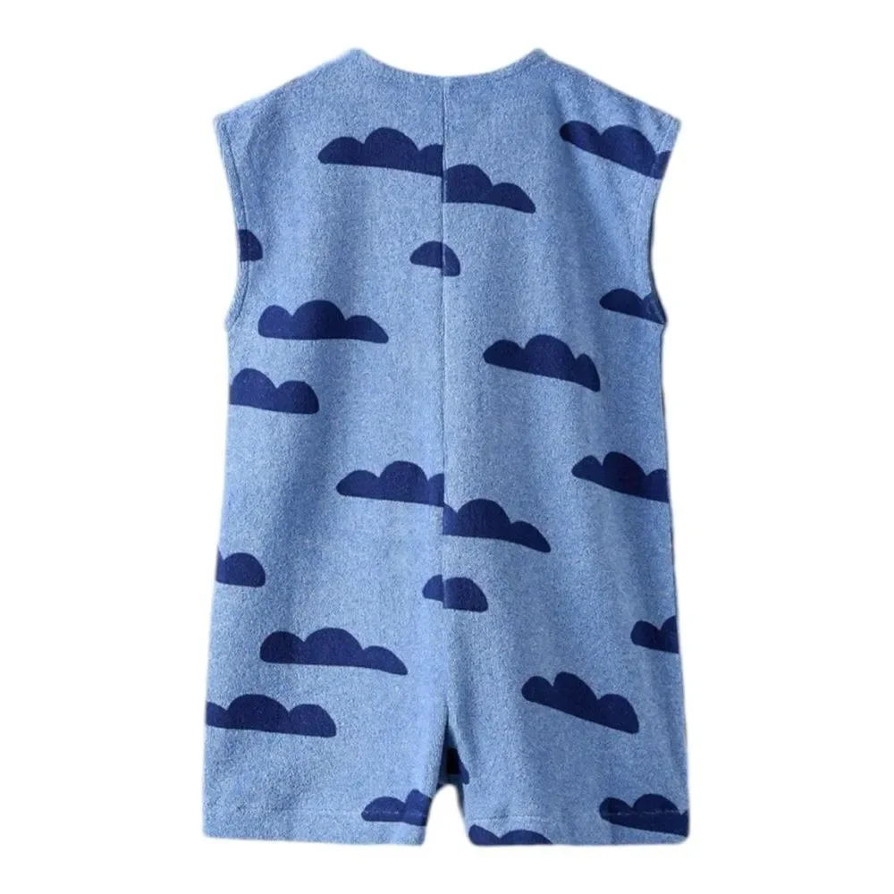ZARA Boys Blue Cloud Print Terry Jumpsuit NWT Size 6